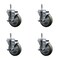 Service Caster 4'' Gray Poly Swivel 7/16'' Grip Ring Stem Caster Set with Brake, 4PK SCC-GR20S414-PPUB-TLB-716138-4 - alternate 1